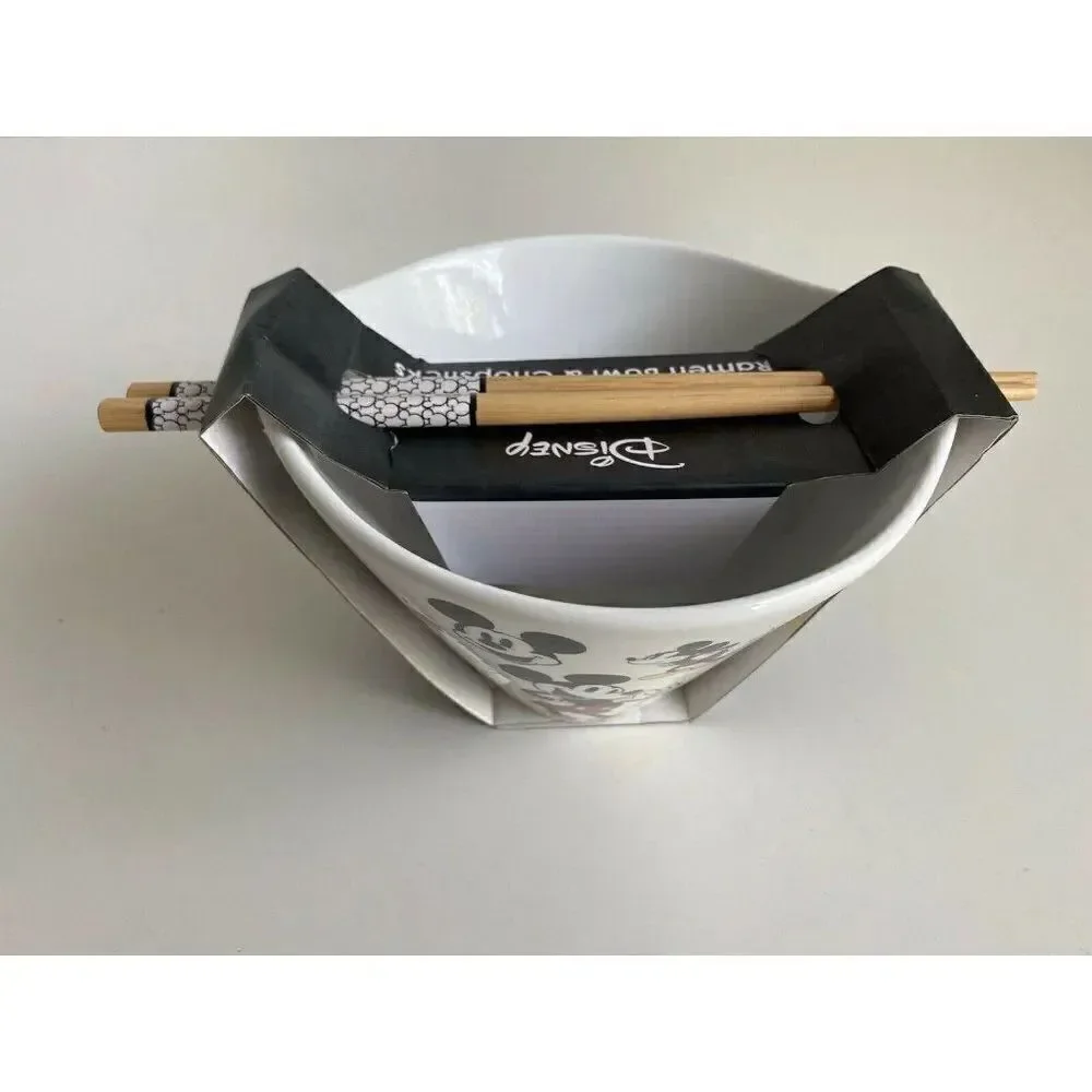 Disney Classic Mickey Mouse Poses‎ Ramen Noodle Bowl With Chopsticks NWT